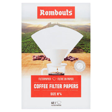 Rombouts 40 Coffee Filter Papers size No 4 - 40 individual filters