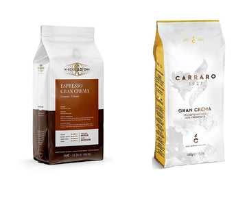 Ultimatives italienisches Crema-Paket Gourmetkaffee Carraro und Miscela d'oro 2x1kg