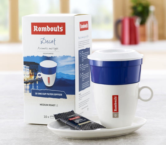 Rombouts entkoffeinierter Filterkaffee für eine Tasse, gemahlen, 10 x 62 g, 4er-Packung, mit Sendungsverfolgung
