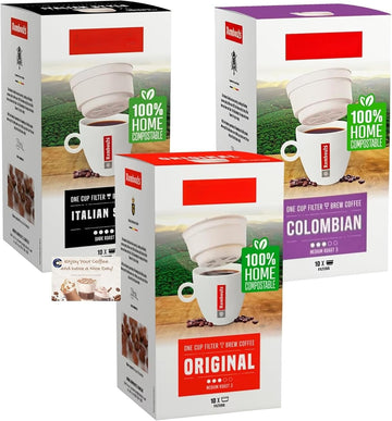 Rombouts One Cup Filters, No Machine Needed, Just a Kettle and they are all compostable