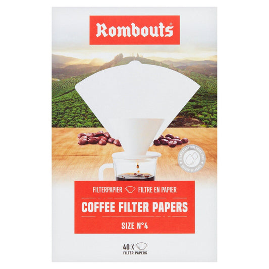Rombouts 40 Coffee Filter Papers size No 4 - 40 individual filters