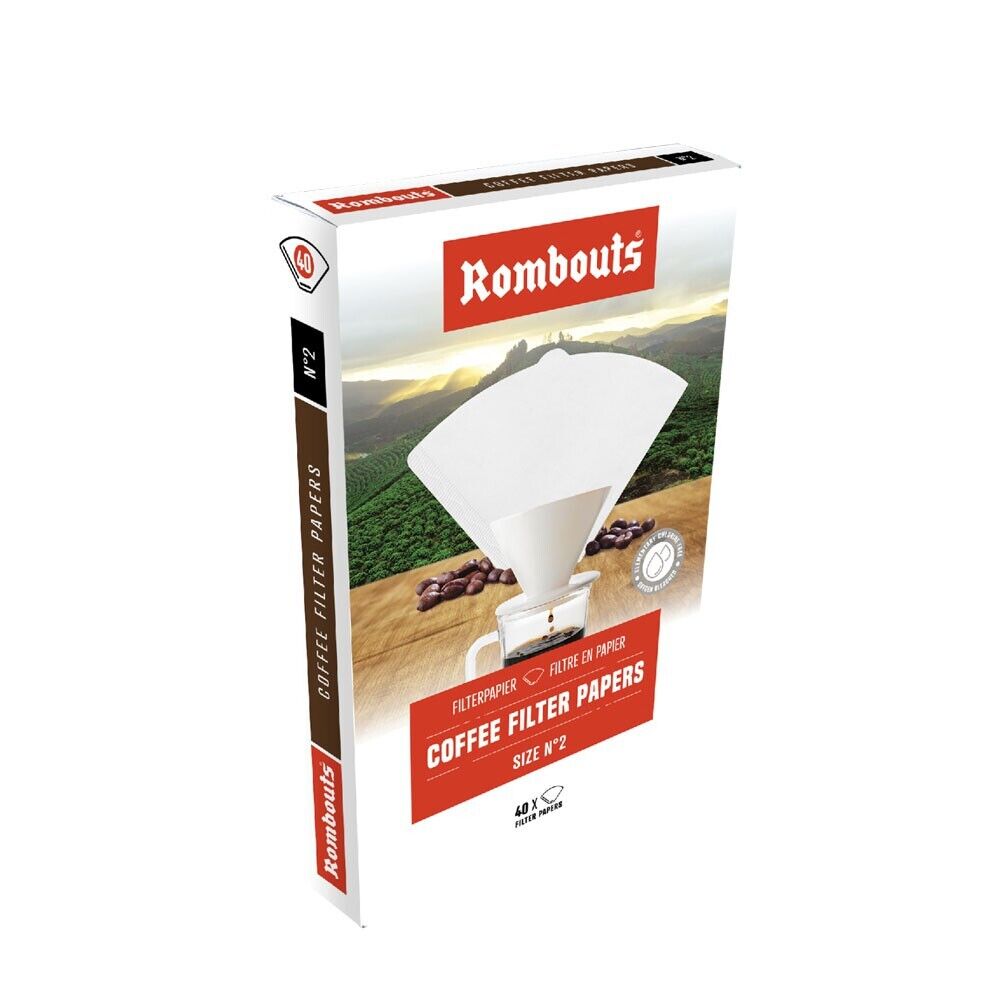 Rombouts 40 Coffee Filter Papers size No 2 - 40 individual coffee filters