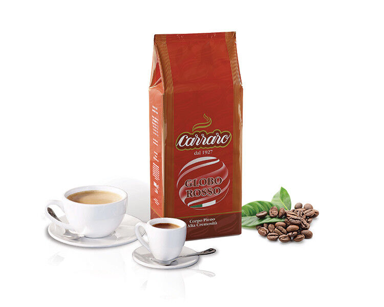 Carraro Kaffee Globo Rosso Espresso Italienische ganze Bohnen 1kg - VERFOLGTER SERVICE -
