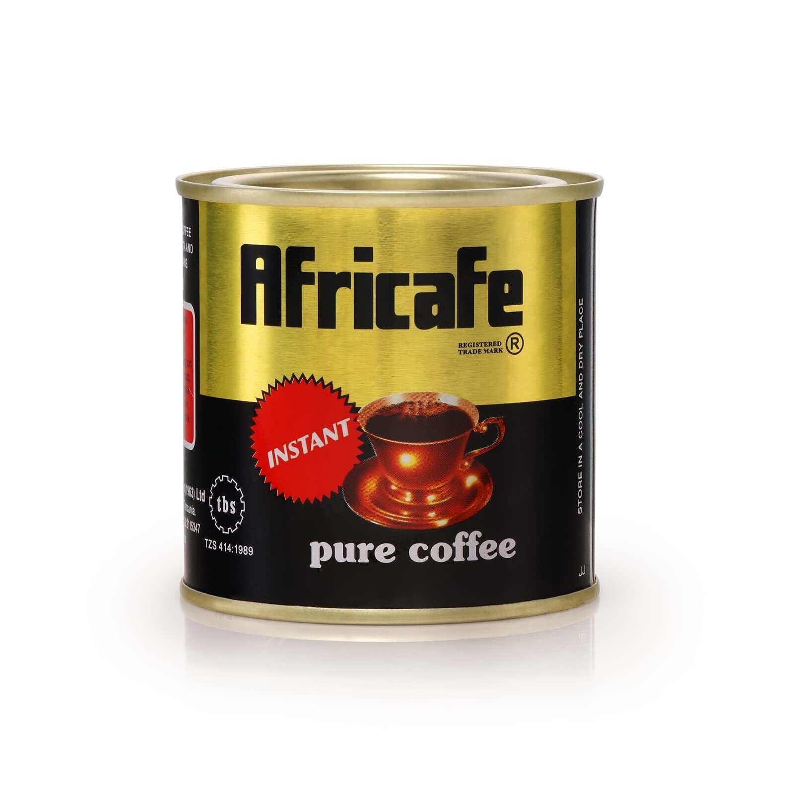 Africafe Pure Instant Coffee 100g tin can, from Mt Kilimanjaro, Tanzania