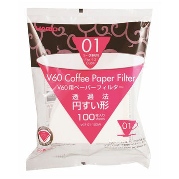 HARIO V60 PAPER FILTER 01 DRIPPER 100 SHEETS - BLEACHED