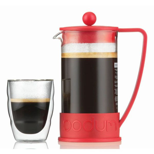 BODUM BRAZIL FRENCH PRESS COFFEE MAKER, 8 CUP, 1.0 L, 34 OZ - RED