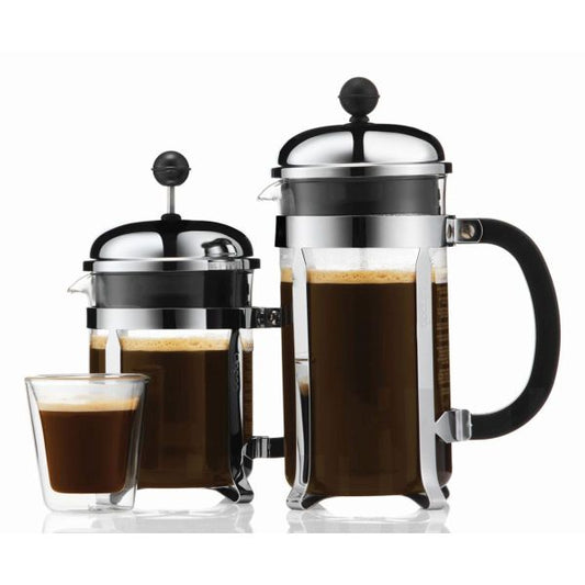 BODUM CHAMBORD COFFEE MAKER 4 CUP 0.5L/17OZ - GLASS, MIRROR FINISH S/S LID