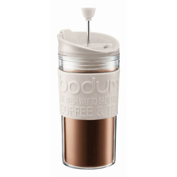 BODUM TRAVEL PRESS SET COFFEE MAKER, 0.35 L, 12 OZ - OFF WHITE