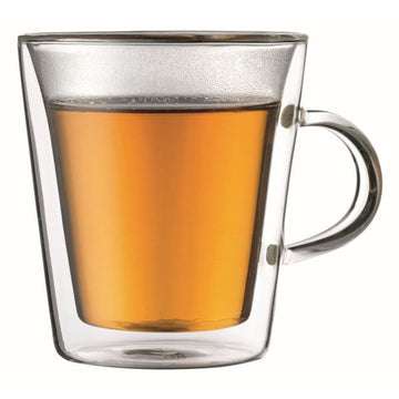 BODUM CANTEEN 2 PCS CUP WITH HANDLE, DOUBLE WALL, MEDIUM, 0.2 L, 6 OZ - TRANSPAR