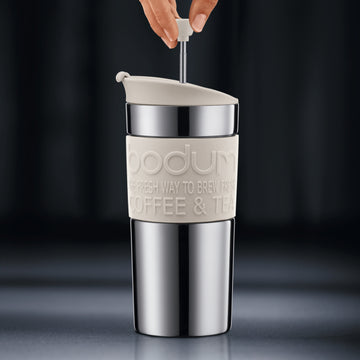 BODUM VACUUM TRAVEL PRESS SET COFFEE MAKER, 0.35 L, 12 OZ - S/S