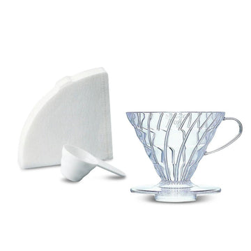 HARIO COFFEE DRIPPER V60 02 PLASTIC WITH FILTERS & SCOOP