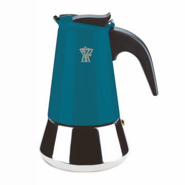 PEZZETTI STEELEXPRESS MOKA POT - 6 CUP TEAL BLUE