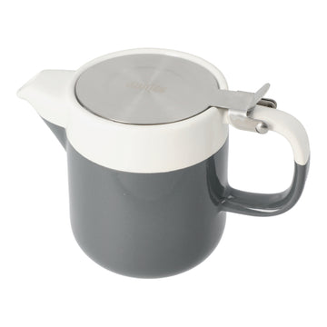 LA CAFETIERE BARCELONA COOL GREY CERAMIC 420ML TWO CUP TEAPOT, GIFT BOXED