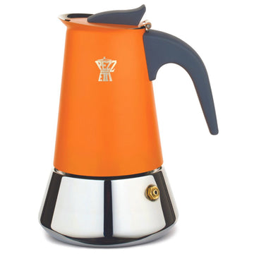PEZZETTI STEELEXPRESS MOKA POT - 6 CUP ORANGE FLAME