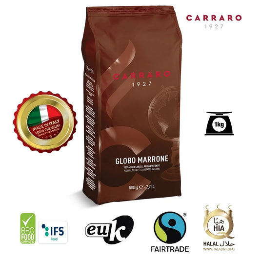 Carraro globo marrone fine Italian coffee beans 1 kg