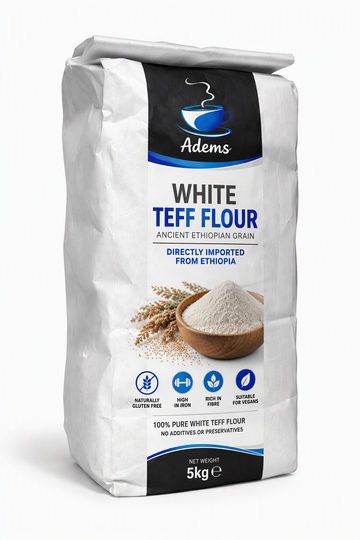 White Teff imported from Ethiopia 5kg ጻዕዳ ጣፍ/ ነጭ ጤፍ 5Kg