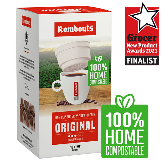 Rombouts One Cup Roasted Ground Coffee Filters 4 packs of 10 one cup coffee filters
