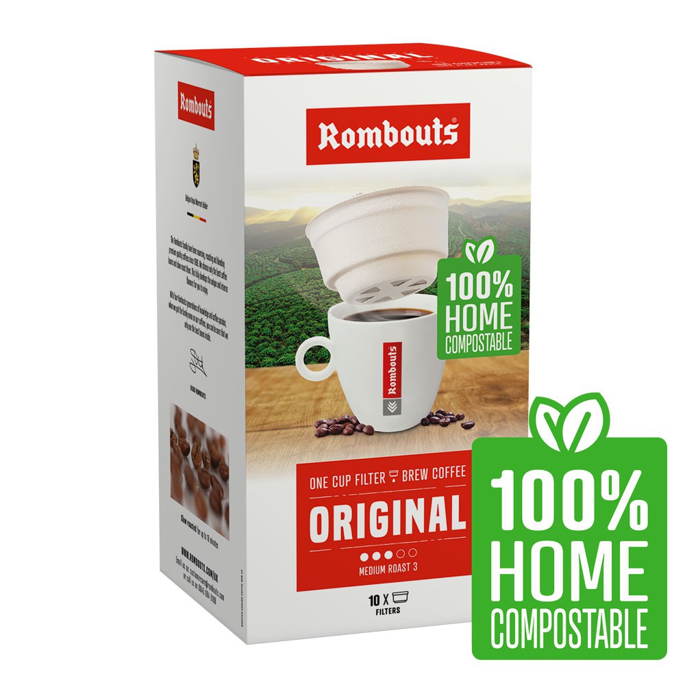 Rombouts One Cup Roasted Ground Coffee Filters 4 packs of 10 one cup coffee filters