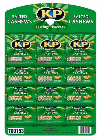 KP Pub Carded Salted cashew, Salted Cashews 12x 30g