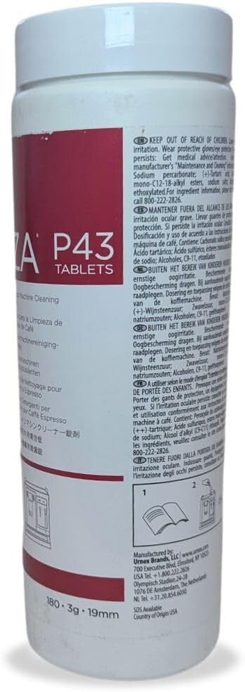 Urnex Cafiza P43 Espresso Machine Cleaning Tablets 3g - 1 x Tub of 180 Tablets