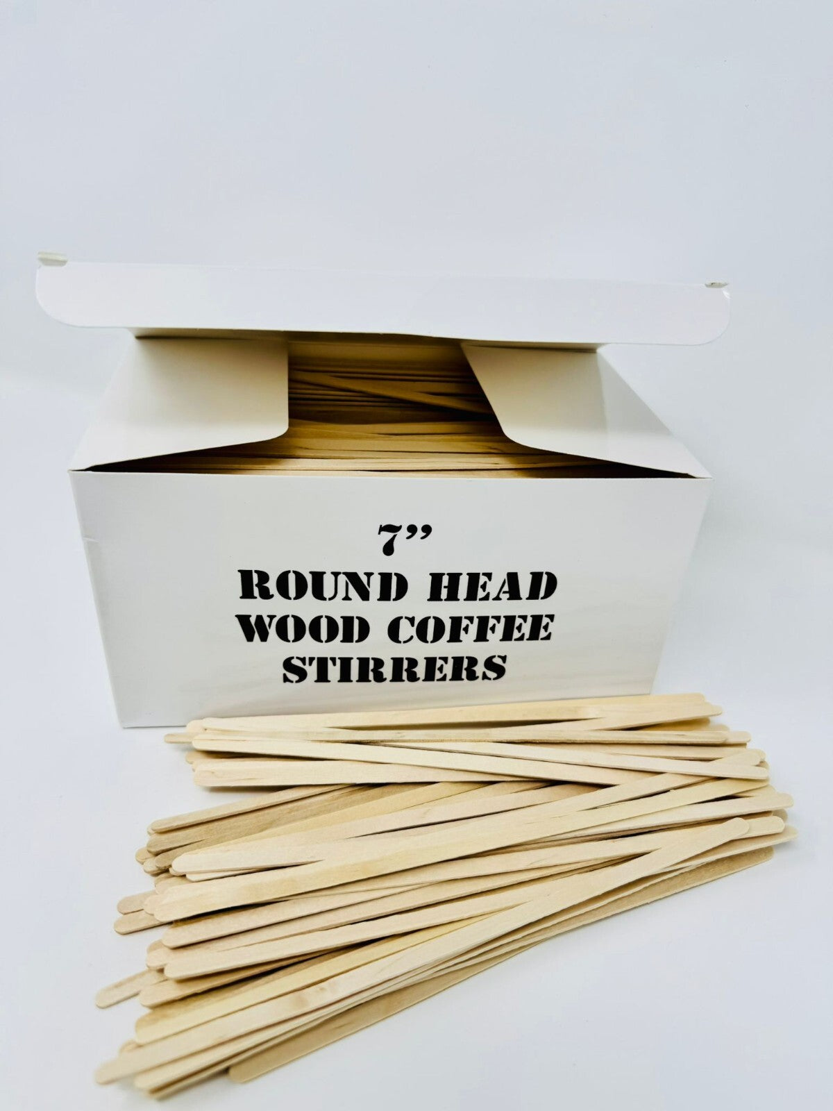 Adems 1000 x Long Wooden Round Head Coffee / Tea/ Hot or cold drinks Stirrers 7"