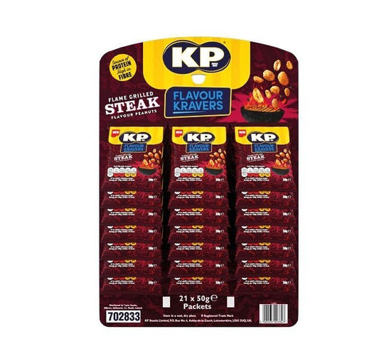 KP Flavour Kravers Flame Grilled Steak Peanuts 21x50g