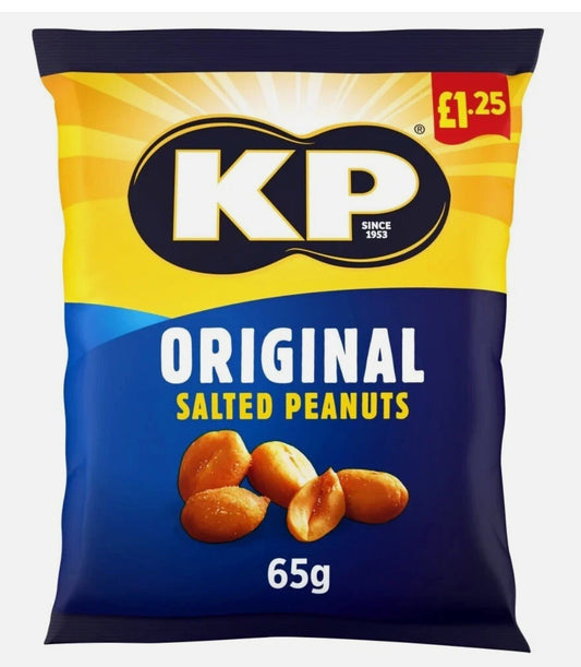 KP original salted Peanuts 65 gr per pack PMP £1.25 - 16 x 65g in Box
