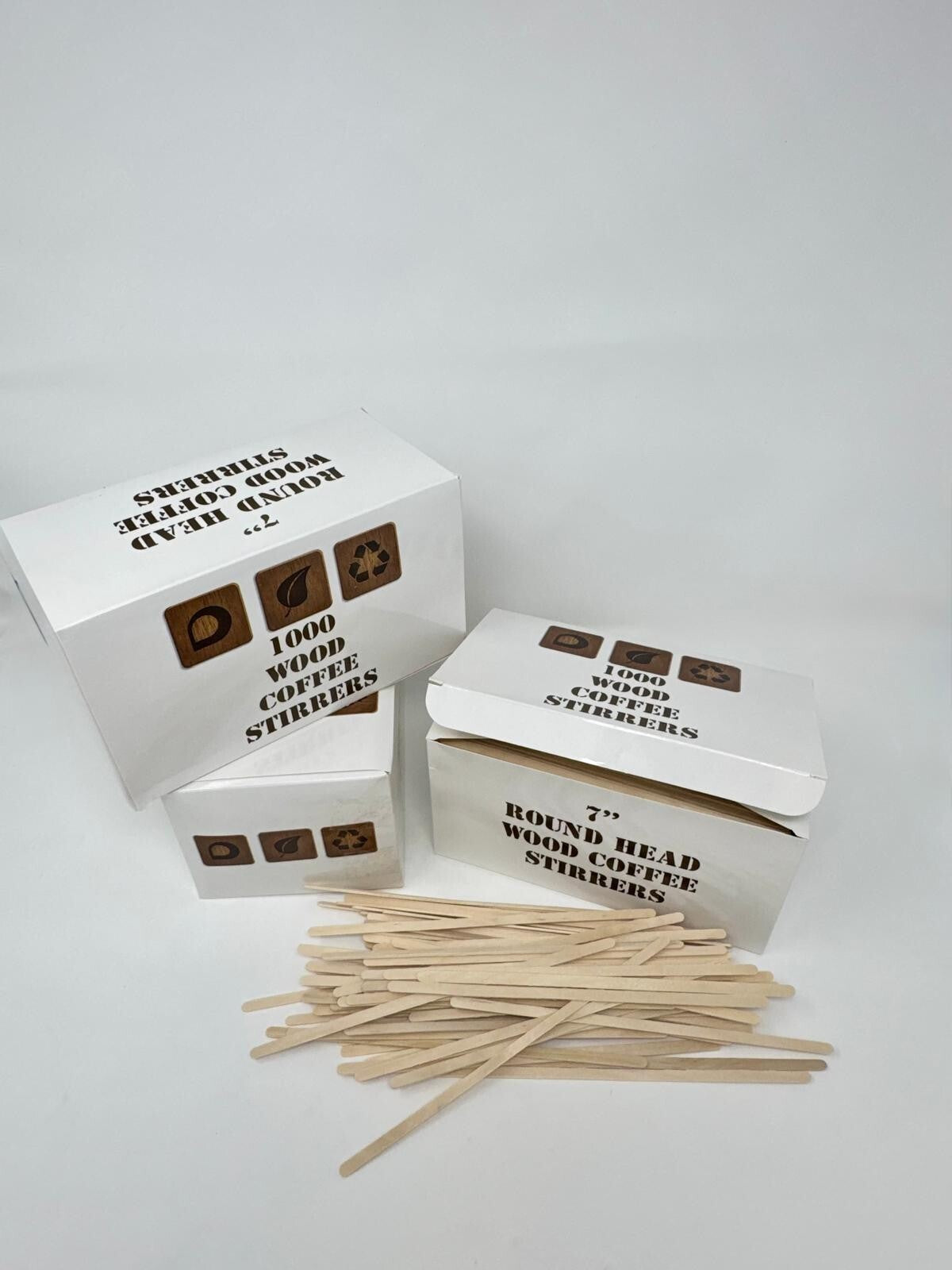 Adems 1000 x Long Wooden Round Head Coffee / Tea/ Hot or cold drinks Stirrers 7"