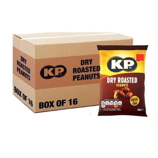 KP Dry Roasted Peanuts 65gr per pack price marked £1.25 - 16 x 65g in Box