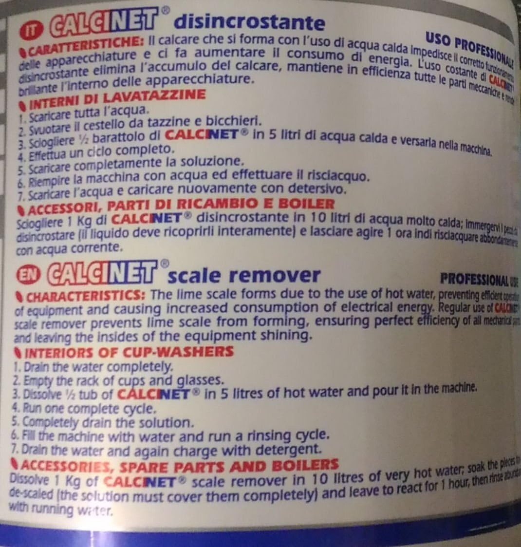 Scale Remover Calcinet 1000 g PULY CAFF For Hot Water Boilers and dishwasher