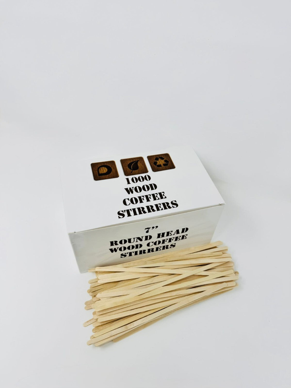 Adems 1000 x Long Wooden Round Head Coffee / Tea/ Hot or cold drinks Stirrers 7"
