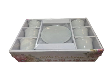 Traditional Ethiopian Coffee Cups & Saucers White 12-Piece Set ፊንጃ